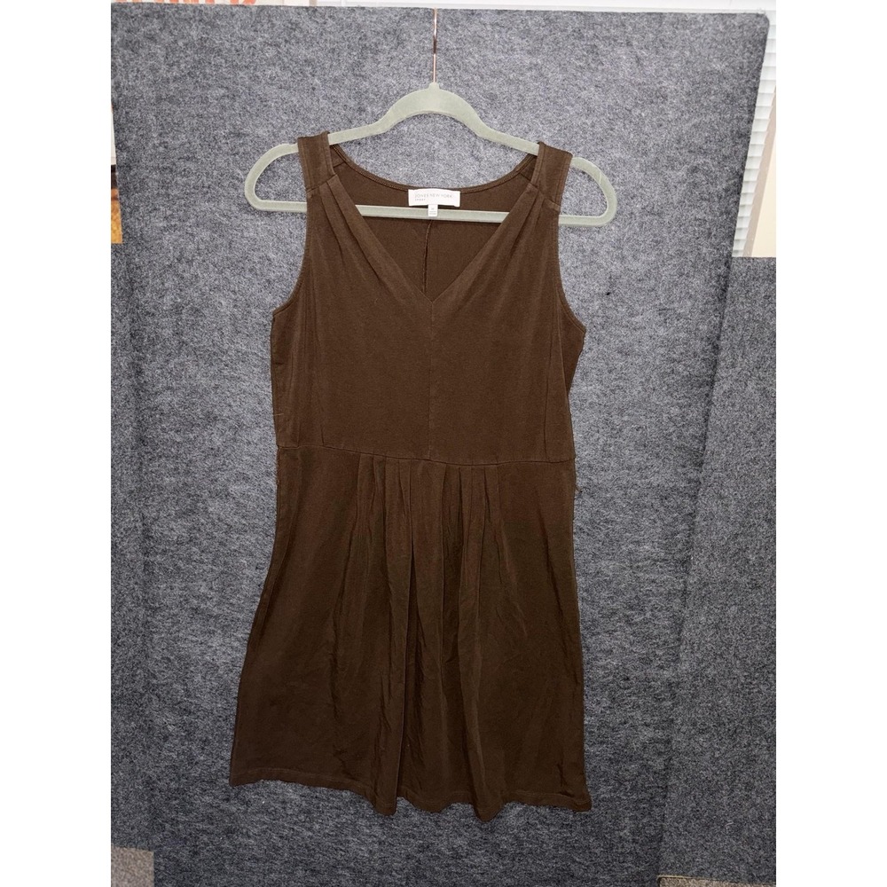 Jones New York Sport Dress Medium Brown V Neck Cotton Stretch Minimalist Classic